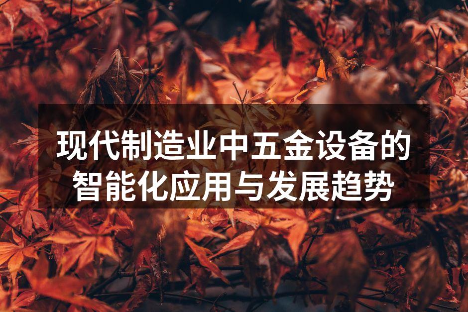 现代制造业中五金设备的智能化应用与发展趋势